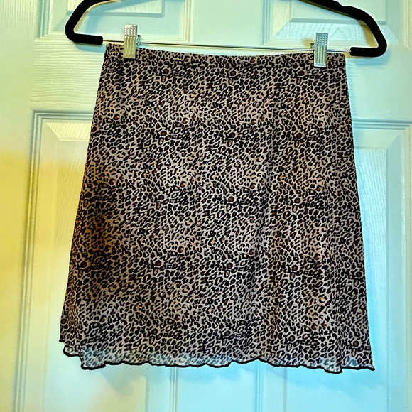 SHEIN Dresses & Skirts - Leopard Print Mesh Lettuce Trim Skirt